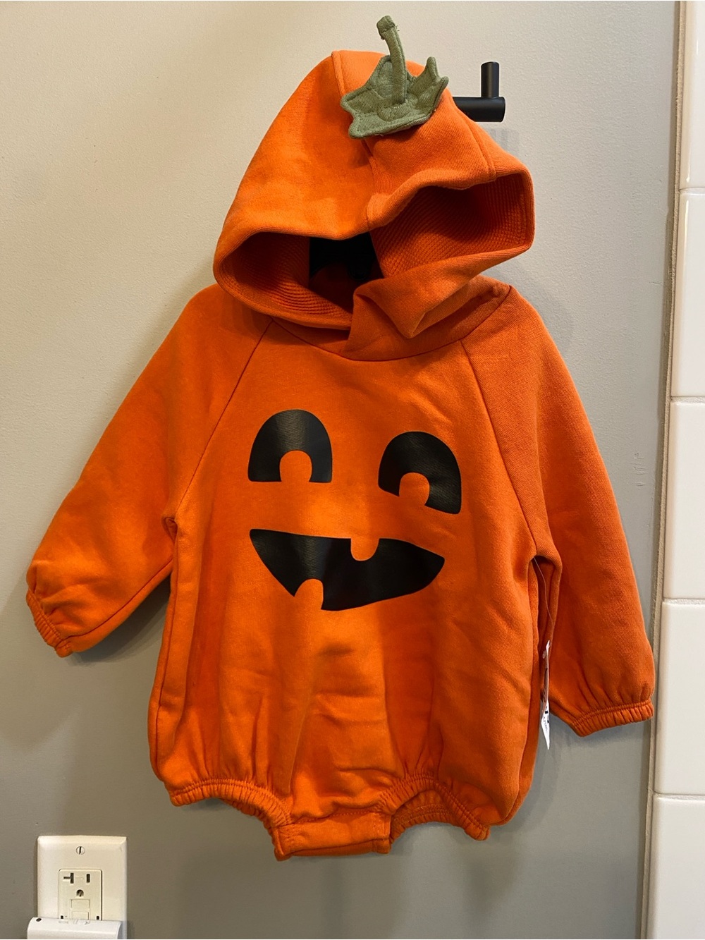 Kids Orange Pumpkin Hoodie Costume with Hood Stem